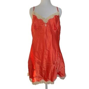 VTG Y2K Baby Phat Coral Satin Chemise with Lace Trim